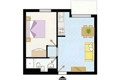 Ferienwohnung mit Klimaanlage und Balkon