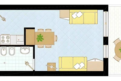 Studio mit Klimaanlage und Balkon