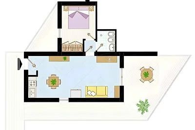 Ferienwohnung mit Klimaanlage und Balkon
