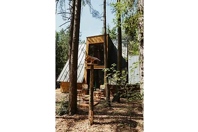 Hütte mit Kamin und Freisitz und mit