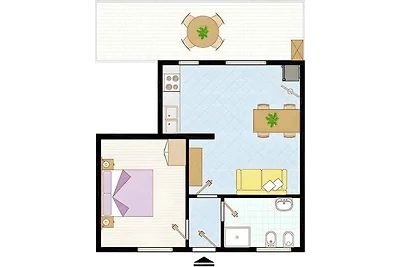 Ferienwohnung mit Balkon und Klimaanlage