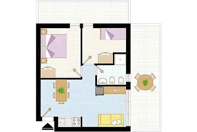 Ferienwohnung mit Klimaanlage und Balkon
