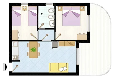Ferienwohnung mit Klimaanlage und Balkon