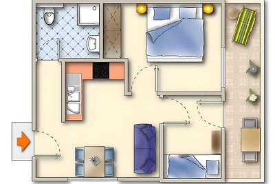 Ferienwohnung mit überdachtem Balkon