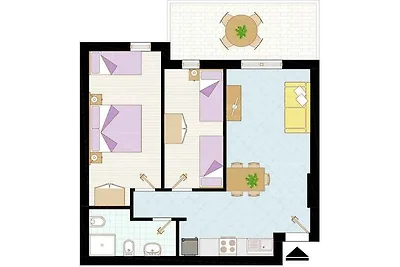 Ferienwohnung mit Klimaanlage und Balkon