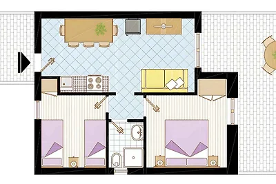 Ferienwohnung mit Klimaanlage und Balkon