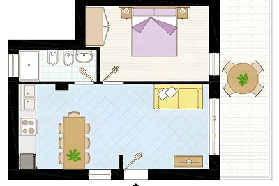 Ferienwohnung mit Balkon und Klimaanlage