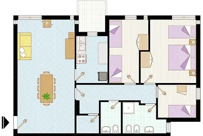 Ferienwohnung mit Klimaanlage und Balkon