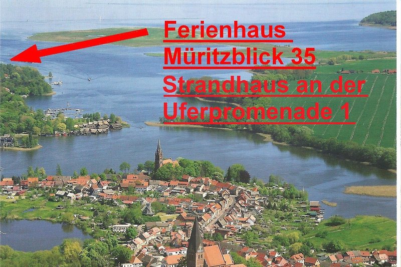 Strandhaus Müritzblick 35 mit drei Ferienwohnungen, Souterrain, Parterre und Obergeschoss-Wohnung (3, 4, 2 Personen).