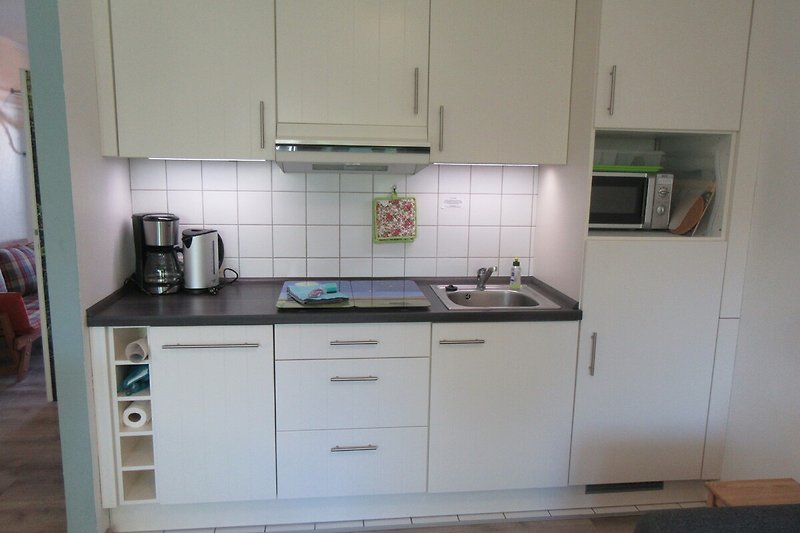 Küche mit Geschirrspüler, Induktionskochfeld und größerem Kühlschrank