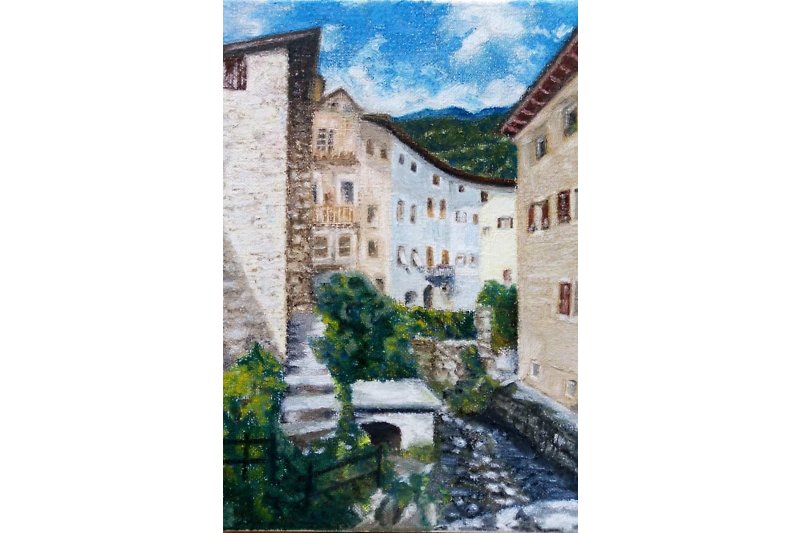 Eine Aussicht von Calavino und der Bach "Roggia" - Malerin Silke Gonder, unsere Gästin