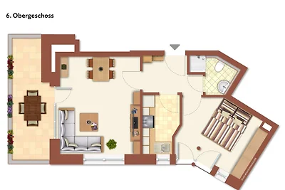 Appartement "Seeblick" met uitzicht op de Noordzee