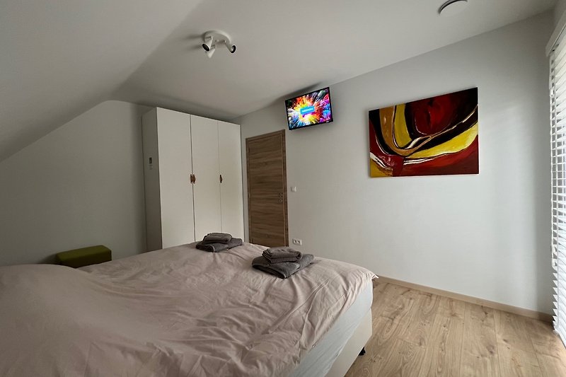 2e slaapkamer met ruime kledingkast en tv met google-streaming