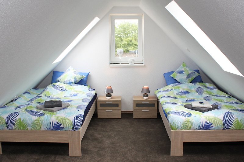 Single beds in the attic