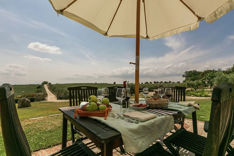 Uitzicht van vakantiehuis (zomer)