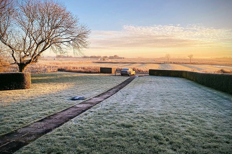 Uitzicht van vakantiehuis (winter)