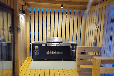 Mobilheim in Drage mit Barbecue und Wifi