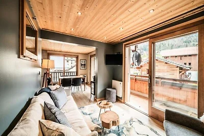 Apartment in Morzine mit Blick auf das Dorf