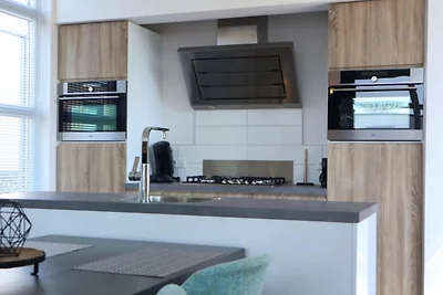 Modern house with decorative fireplace