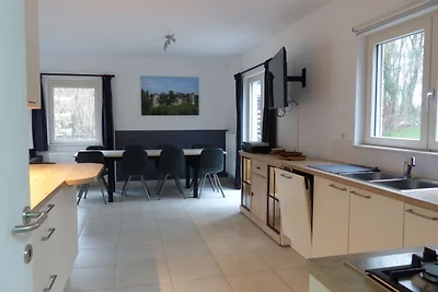 Nieuw huis aan de rand van een groot bos, gro...