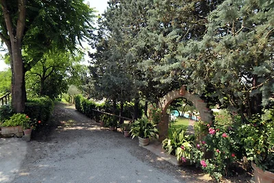 Villa rustica circondata da campi di girasoli