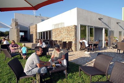 Modernes Ferienhaus in einer hügeligen Landsc...