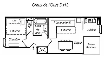 Apartment in Le Hameau an den Skipisten