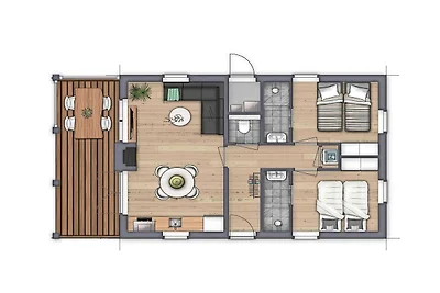 Bungalow nahe Küste und Wald