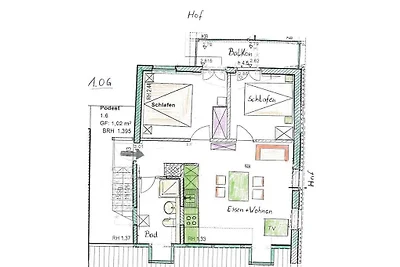 Ferienwohnung mit 2 Schlafzimmer