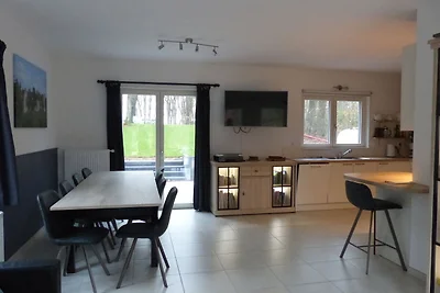 Nieuw huis aan de rand van een groot bos, gro...