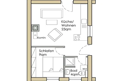 Vakantieappartement met 1 slaapkamer