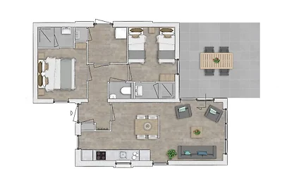 Mod. Bungalow mit zwei Badezimmern, 500 m vom...
