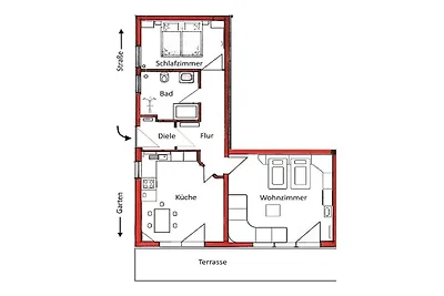 Ferienwohnung mit 2 Schlafzimmer