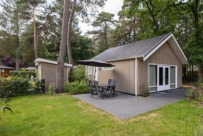 Sfeervolle lodge met vlonder op de Veluwe