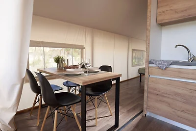 Comfortable tent lodge with veranda