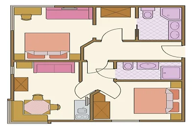 Appartement met 2 slaapkamer voor 5 personen