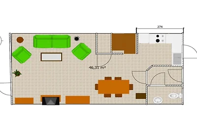 Ferienhaus mit Terrasse und 2 Zimmern