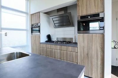 Modern house with decorative fireplace