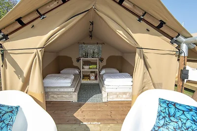 Safaritent aan het strand voor stellen