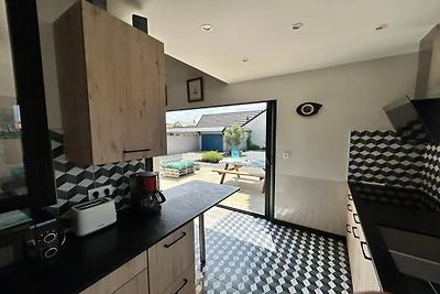 Gelijkvloers huis 200 m van het strand