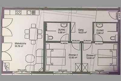 Ferienwohnung mit 2 Schlafzimmer