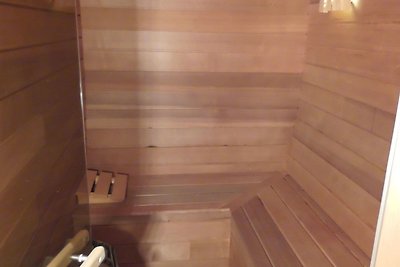 Een ruim, smaakvol ingericht chalet met sauna