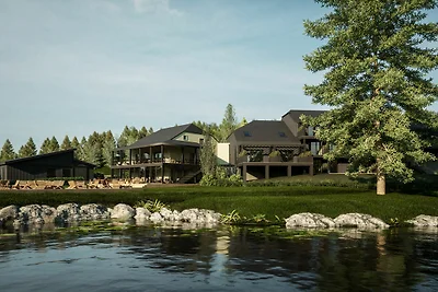 Schöne Lodge mit Blick auf ein Naturresort