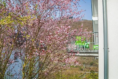 Zonnebloemen, terras en uitzicht op de Moezel