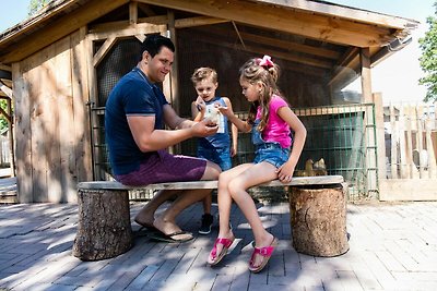 Chalet mit dekorativem Kamin in Strandnähe