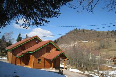 A large and magnificent wooden chalet with a...
