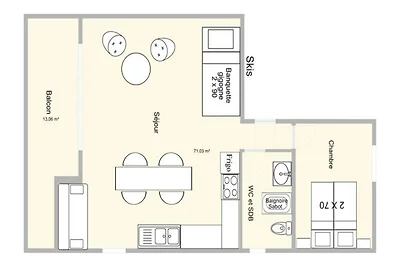 Appartement vlakbij skipiste Carrets