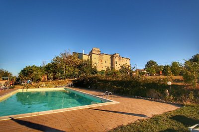 Mittelalterliche Burg mit Swimmingpool im Wal...