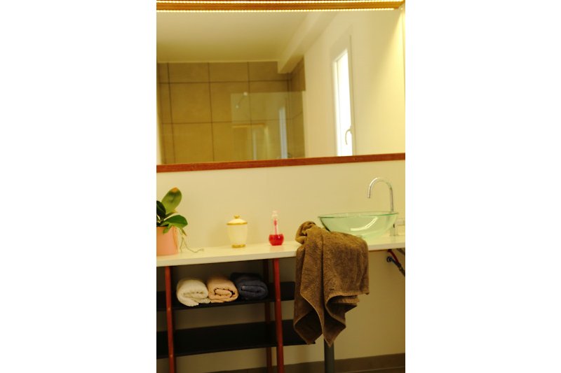 Salle de bain du rez de chaussée, avec douche
