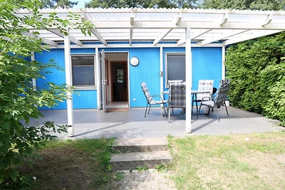 "Blaues Haus am See mit Boot"